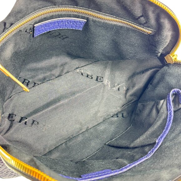 BURBERRY Royal Blue Orchard Bowling Grained Leather Satchel Shoulder Bag - Picture 8 of 16